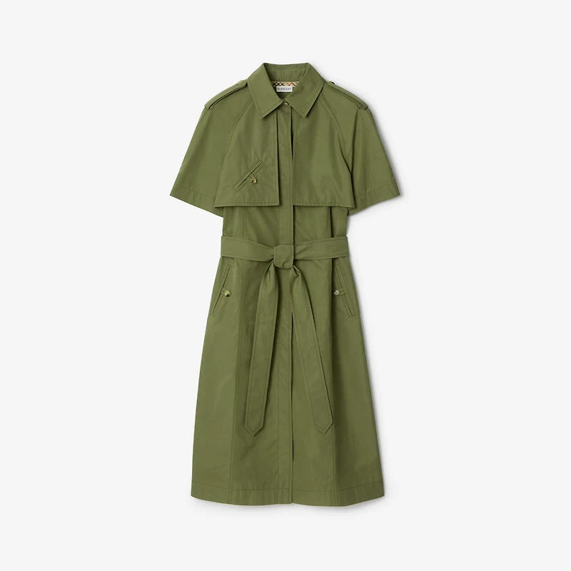 Cotton Poplin Trench Dress in Pasture green - Women | Burberry® Official