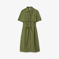 Cotton Poplin Trench Dress in Pasture green - Women | Burberry® Official