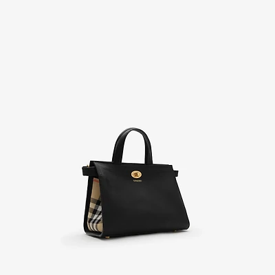 Mini Cotswolds Check Tote in Black - Women, Leather | Burberry® Official