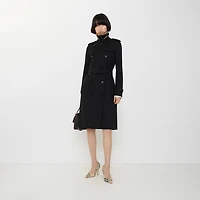 Long Kensington Heritage Trench Coat in Black - Women, Cotton Gabardine | Burberry® Official