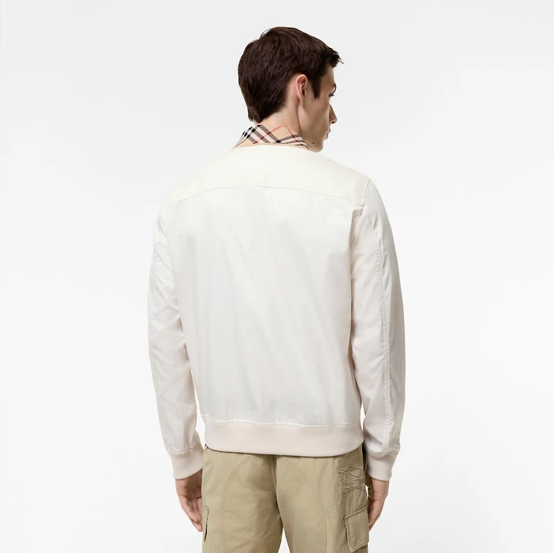 Gabardine Glenfields Harrington Jacket in Tundra white - Men, Cotton | Burberry® Official