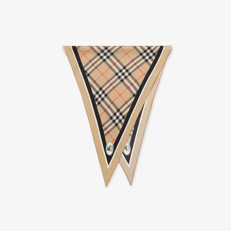 Check Knight Stamp Silk Scarf in Sand beige | Burberry® Official