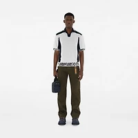 Logo Trim​ Wool Polo Shirt in White/black/green - Men | Burberry® Official