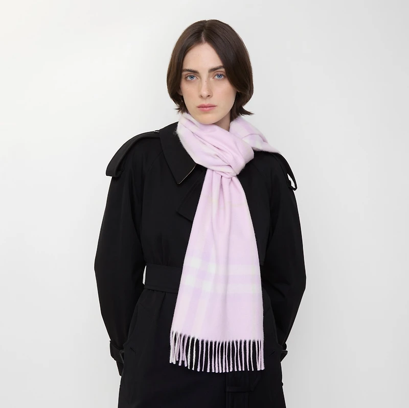 Check Cashmere Scarf in Fondant | Burberry® Official