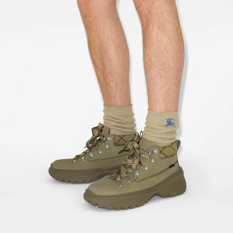 Nubuck Scoot Hike Boots​ in Swamp - Men | Burberry® Official