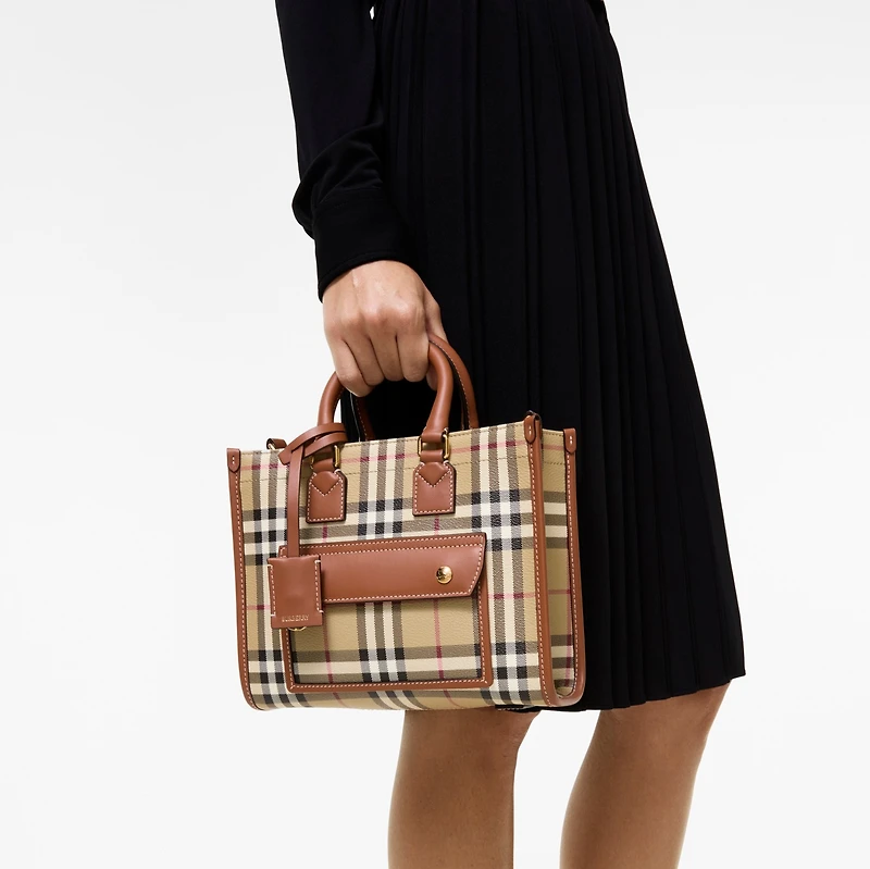 Mini Freya Tote in Archive beige/briar brown - Women | Burberry® Official