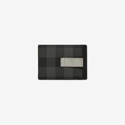 Check Money Clip Card Case in Charcoal grey - Men | Burberry® Official