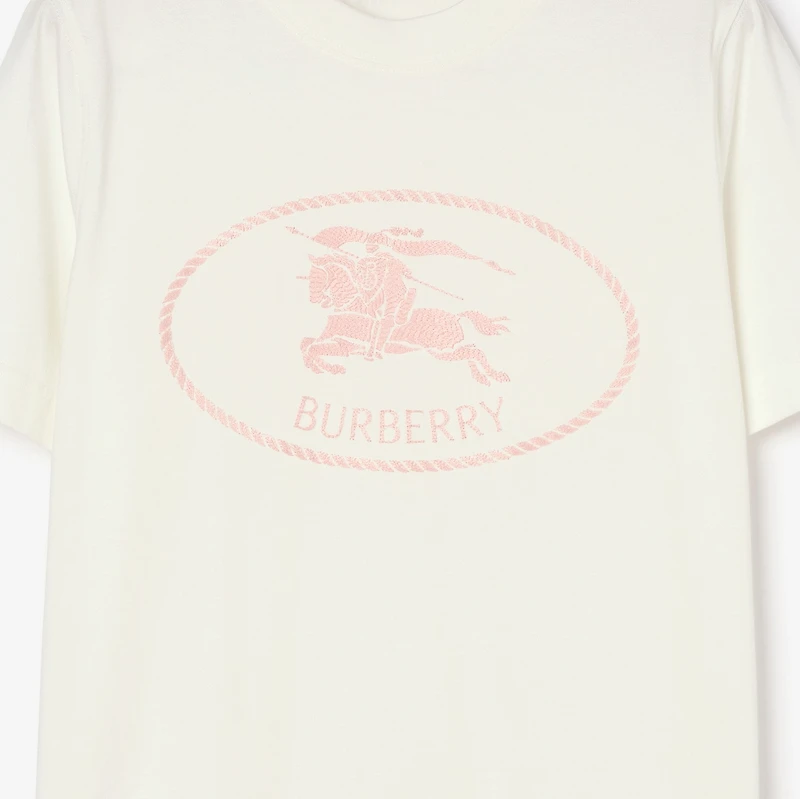 Knight Stamp Cotton T-shirt in Chalk white/mallow pink - Women | Burberry® Official