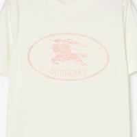 Knight Stamp Cotton T-shirt in Chalk white/mallow pink - Women | Burberry® Official