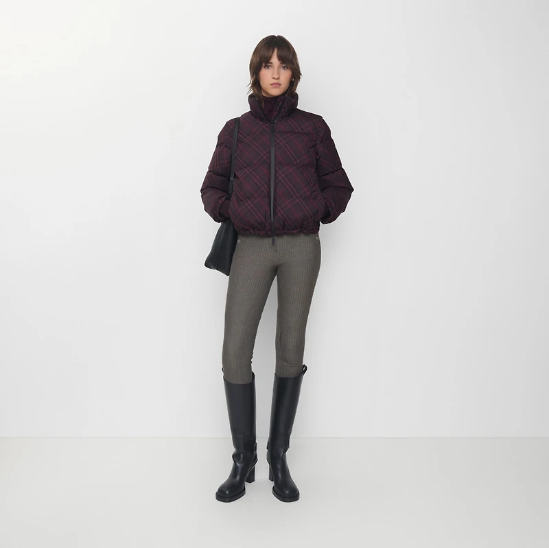 Check Ambleside Puffer Jacket in Wine red - Women | Burberry® Official