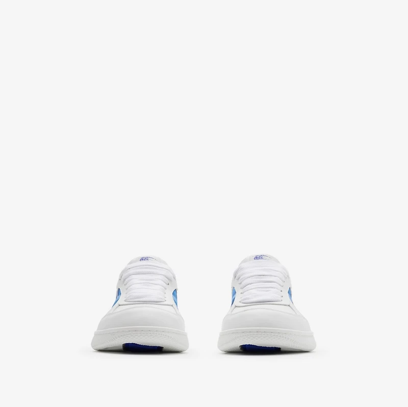 Leather and Check Terrace Sneakers​ in White/hyacinth - Men | Burberry® Official