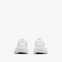 Leather and Check Terrace Sneakers​ in White/hyacinth - Men | Burberry® Official
