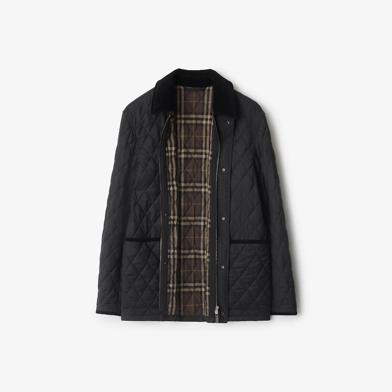 Quilted Wool Barn Jacket in Charcoal grey - Men | Burberry® Official