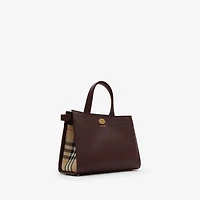 Small Cotswolds Check Tote in Vineyard red - Women, Leather | Burberry® Official