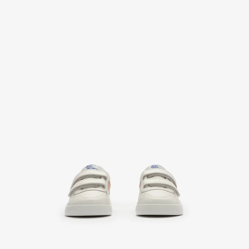 Check and Leather Sneakers in Sand beige - Children | Burberry® Official