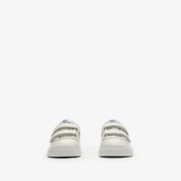 Check and Leather Sneakers in Sand beige - Children | Burberry® Official