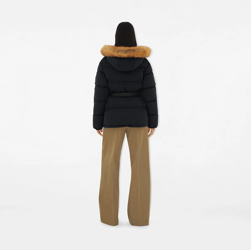 Nylon Hooded Puffer Jacket in Black - Women | Burberry® Official