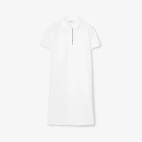 Check Trim Cotton Polo Shirt Dress in White - Women | Burberry® Official