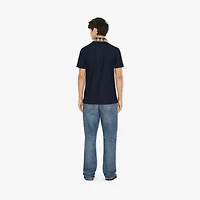 Check Collar Cotton Polo Shirt in Smoked navy - Men | Burberry® Official