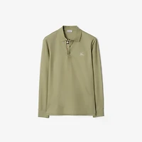Long-sleeve Cotton Polo Shirt in Glade green - Men | Burberry® Official