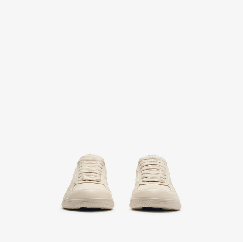 Leather and Check Terrace Sneakers​ in Clam/clam - Women | Burberry® Official