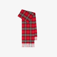 Check Cashmere Scarf in Poppy - Children | Burberry® Official