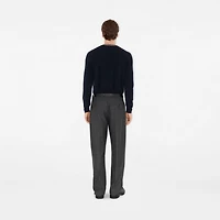 Check Trim Wool Sweater in Navy - Men | Burberry® Official