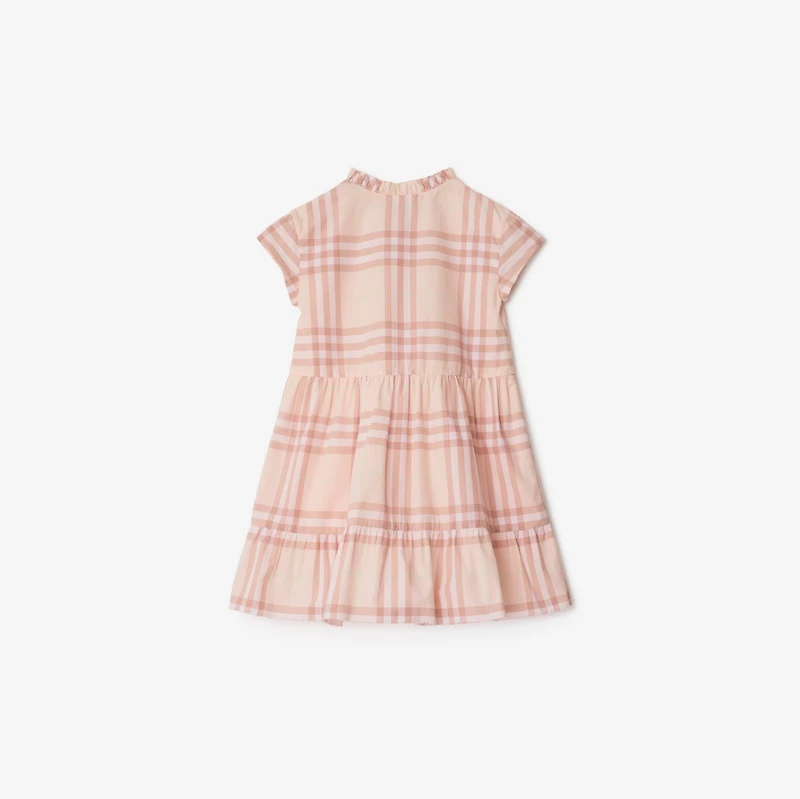Check Cotton Poplin Dress in Shell | Burberry® Official