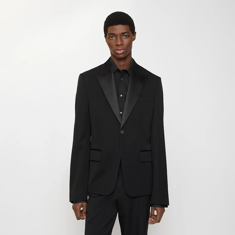 Grain de Poudre Wool Tuxedo Jacket in Black - Men | Burberry® Official