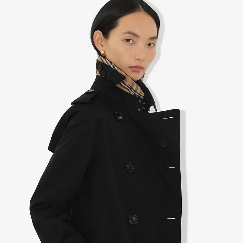 Mid-length Kensington Heritage Trench Coat in Black - Women, Cotton Gabardine | Burberry® Official
