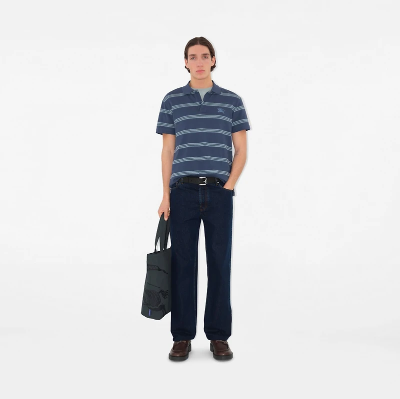 Striped Cotton Polo Shirt in Pilot - Men | Burberry® Official