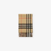 Contrast Check Cashmere Scarf in Sand beige/treacle brown | Burberry® Official