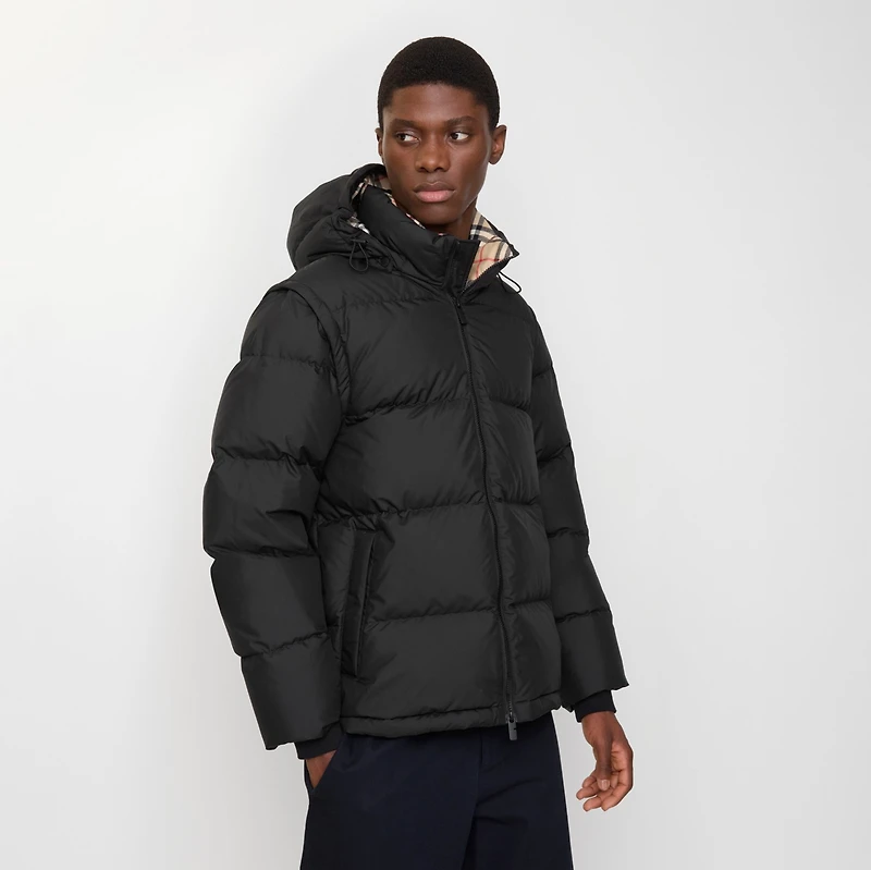 Detachable Sleeve Puffer Jacket in Black - Men, Nylon | Burberry® Official