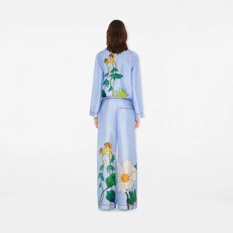 Highgrove Honeybee Silk Pyjama Trousers in Blue - Women | Burberry® Official