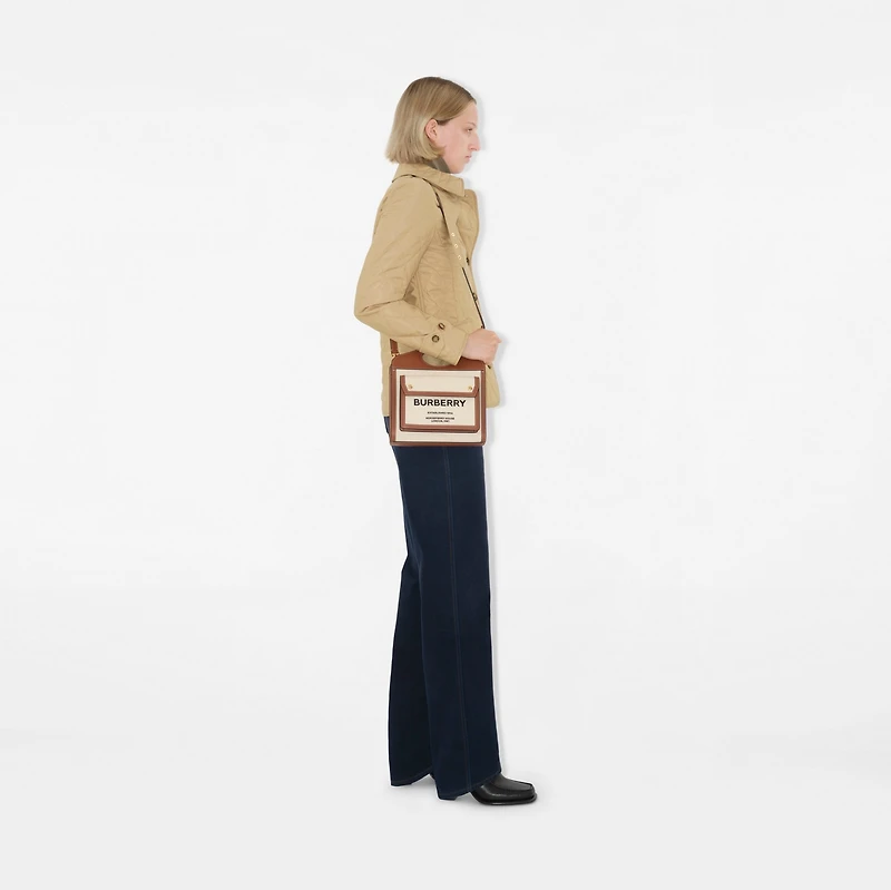 Mini Pocket Bag in Natural/malt brown - Women, Canvas | Burberry® Official