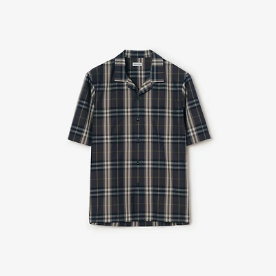 Check Cotton Shirt in Indigo blue - Men | Burberry® Official