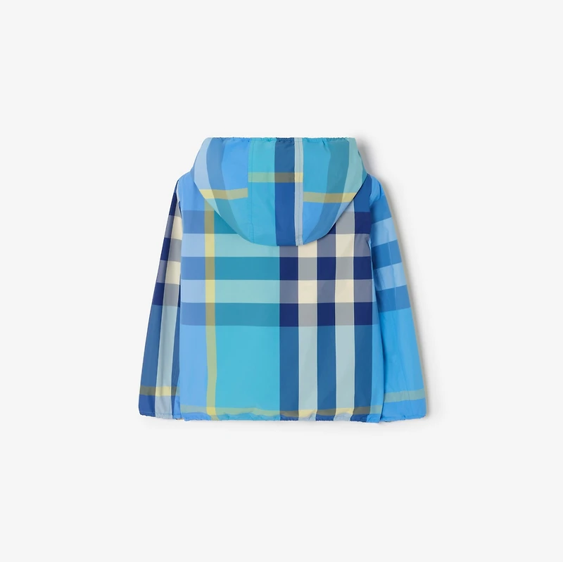 Reversible Check Nylon Hooded Jacket in Bright turquoise | Burberry® Official