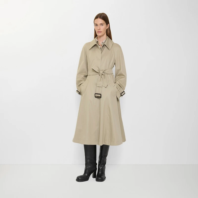 Long Gabardine Ellingham Fit-and-flare Car Coat in Quill beige - Women | Burberry® Official