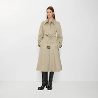 Long Gabardine Ellingham Fit-and-flare Car Coat in Quill beige - Women | Burberry® Official