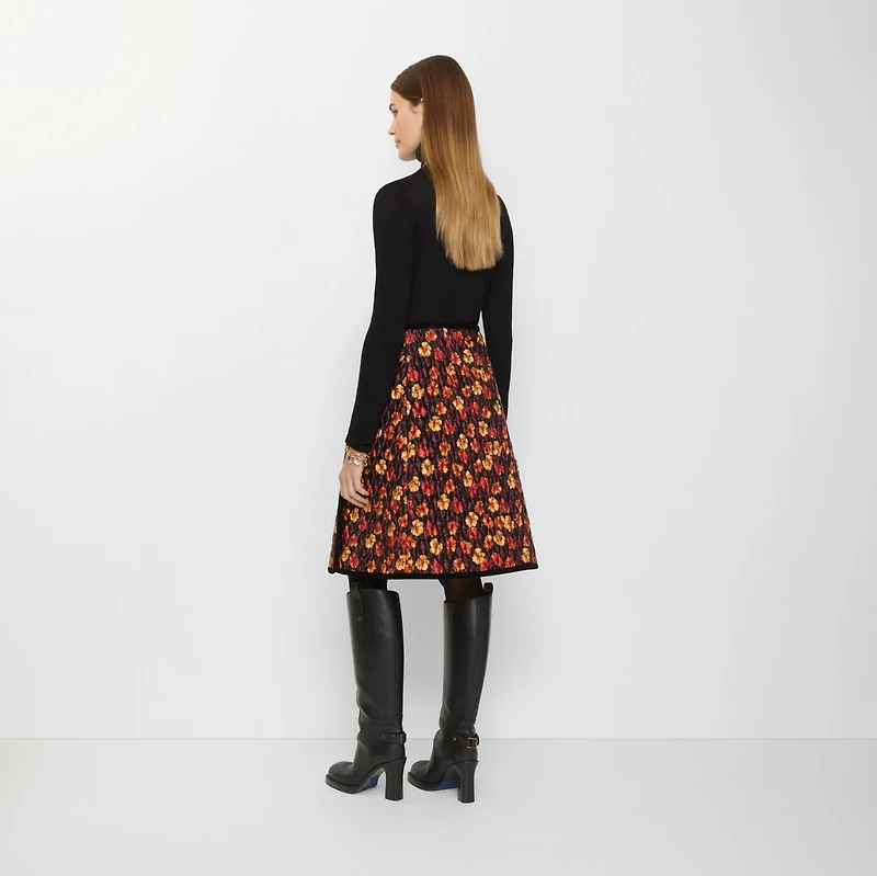 Geranium Leaf Quilted Nylon Skirt in Poppy red - Women | Burberry® Official