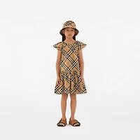 Check Cotton Dress in Sand | Burberry® Official
