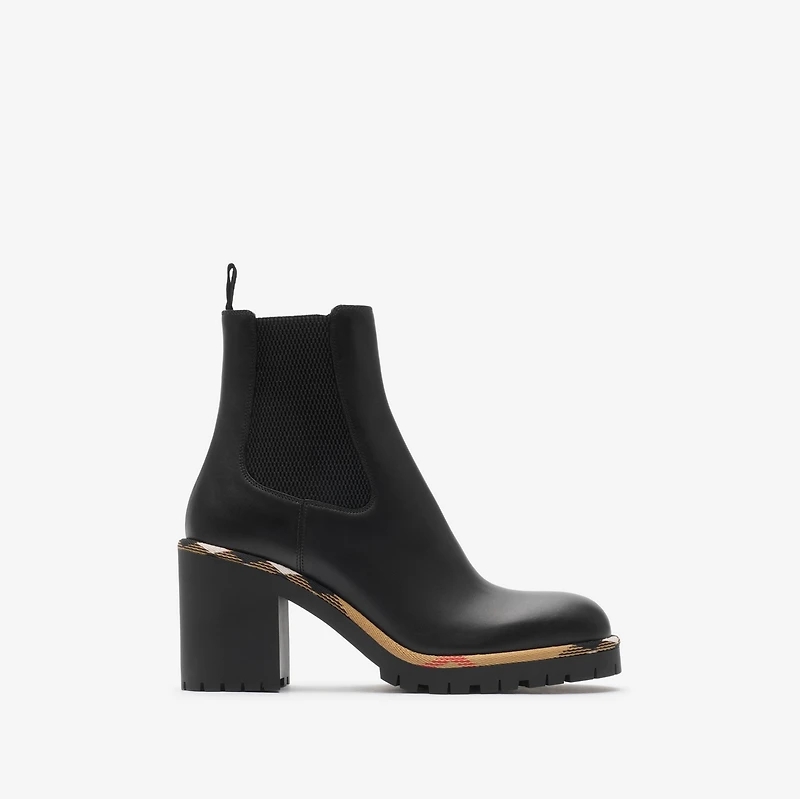 Leather Gravel Heel Chelsea Boots​ in Black - Women | Burberry® Official