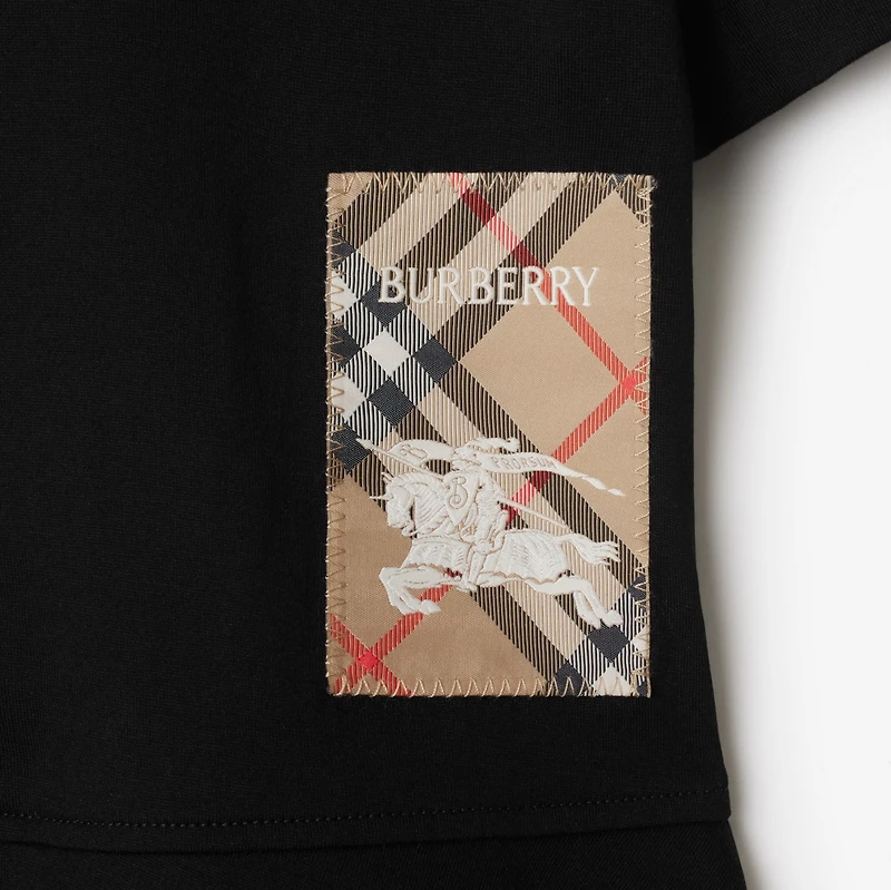 Check Label Cotton Dress in Black | Burberry® Official