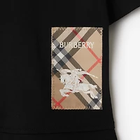 Check Label Cotton Dress in Black | Burberry® Official