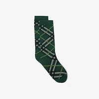 Check Cotton Blend Socks in Thicket green | Burberry® Official