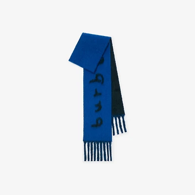 Reversible Logo Alpaca Wool Blend Scarf in Firth blue | Burberry® Official