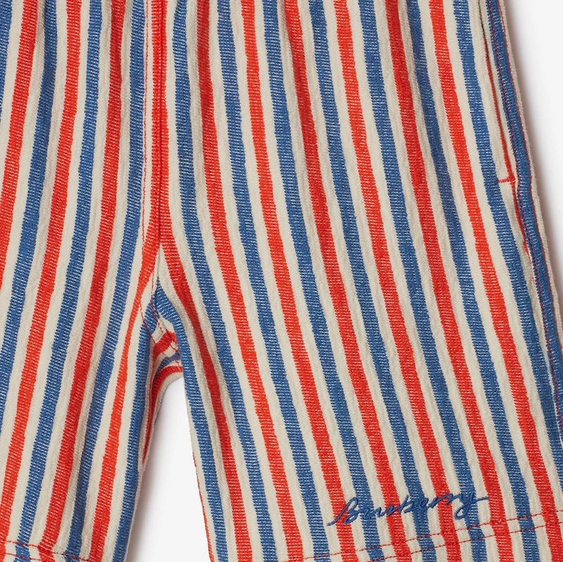 Striped Cotton Shorts in Orange red | Burberry® Official