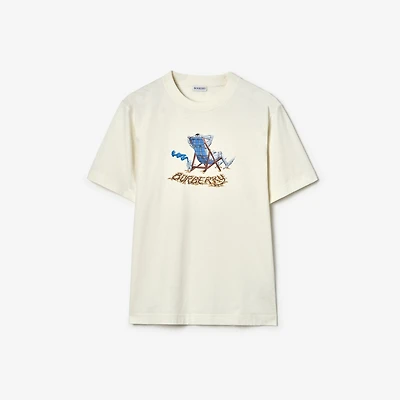 Beach Knight Cotton T-shirt in Chalk white - Men | Burberry® Official