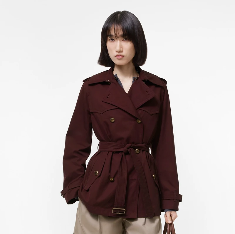 Short Tropical Gabardine Foxfield Trench Coat in Vineyard red - Women | Burberry® Official