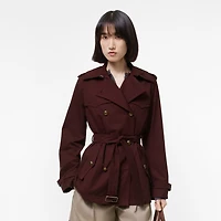 Short Tropical Gabardine Foxfield Trench Coat in Vineyard red - Women | Burberry® Official